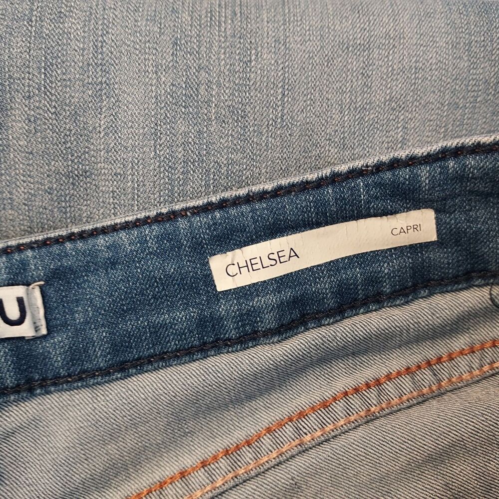 Code Bleu Size 6 Capri Jeans Denim Blue Stretch Distressed Chelsea Comfy Casual - Picture 8 of 14